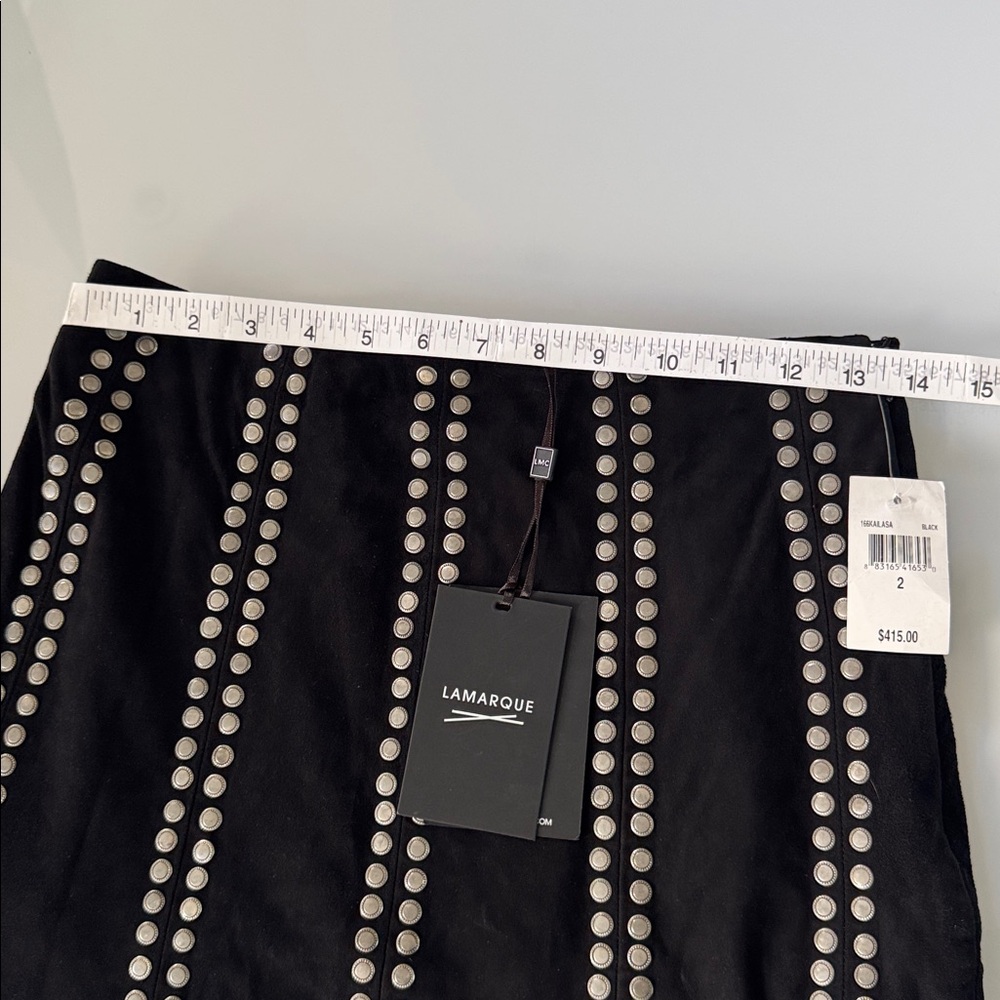 NWT LAMARQUE Tara Studded Suede Leather Mini Skirt – Size 2 - Picture 5 of 7